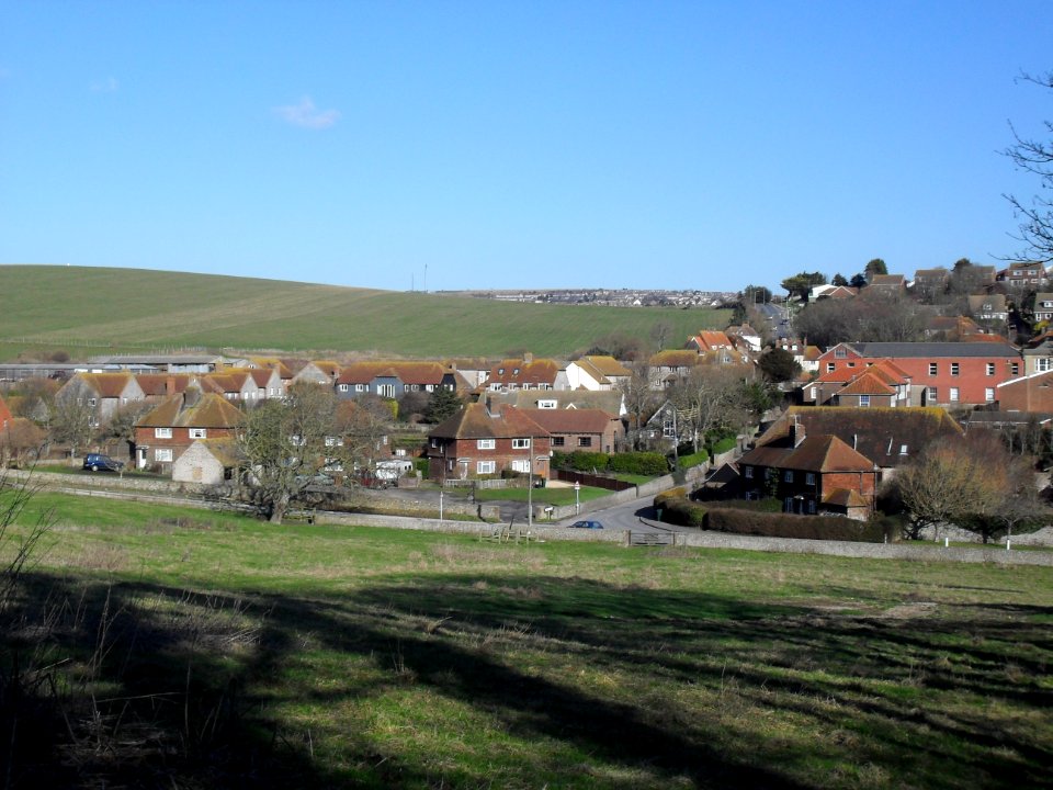 View of Ovingdean from next to St Wulfran's Church (January 2010)