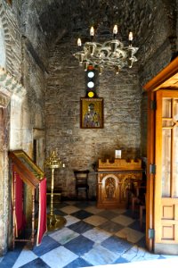 View of the interior of the Church of Panagia Gorgoepikoos on August 14, 2020