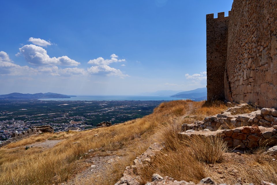 View of the Argolic Gulf from Larissa Castle (Argos) on September 5, 2020