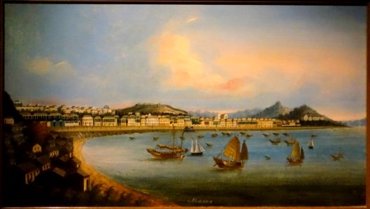 View of Praia Grande, unknown artist, probably Macau, mid 1800s, oil on canvas - Museu do Oriente - Lisbon, Portugal - DSC07026