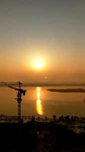 View of sunrise in the economic and technical development zone of Dongkou County