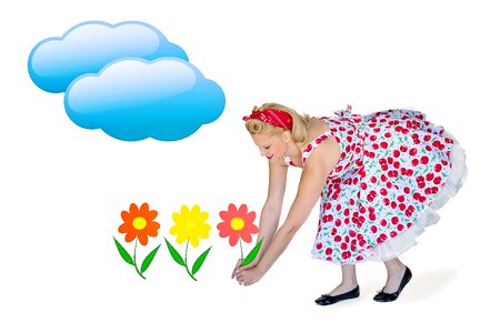 Picking flowers flower garden pretty woman