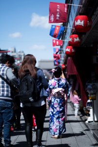 Views in April 2019 around the Buddhist temple Sensō-ji in Asakusa, Tokyo, Japan 03