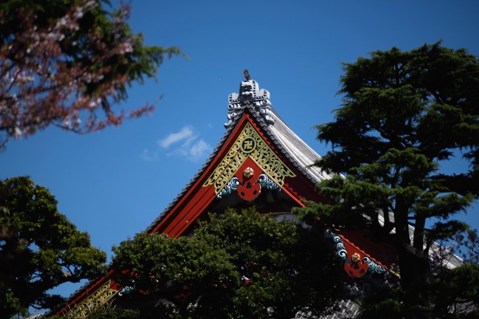 Views in April 2019 around the Buddhist temple Sensō-ji in Asakusa, Tokyo, Japan 22