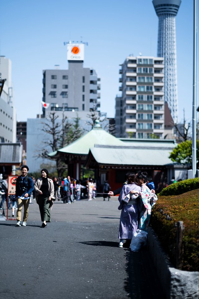 Views in April 2019 around the Buddhist temple Sensō-ji in Asakusa, Tokyo, Japan 21