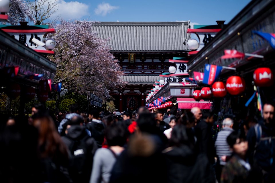 Views in April 2019 around the Buddhist temple Sensō-ji in Asakusa, Tokyo, Japan 07