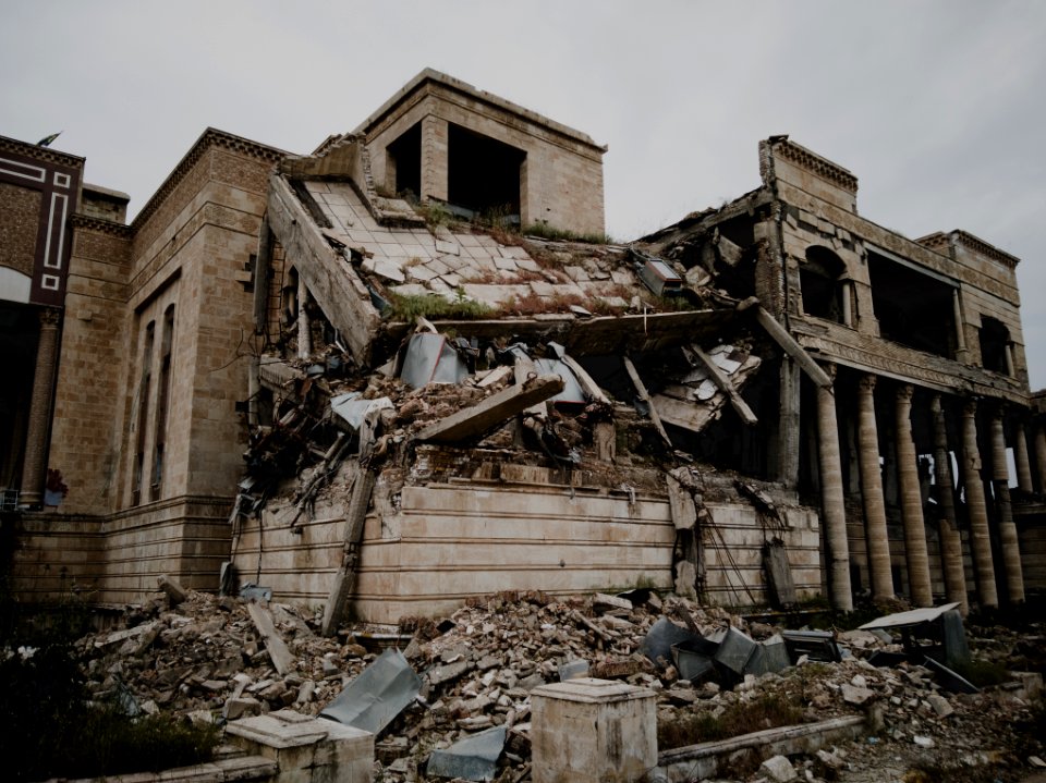 Views in April of 2019 of the castles of Saddam Hussein and his wife in the command center of Mosul 04