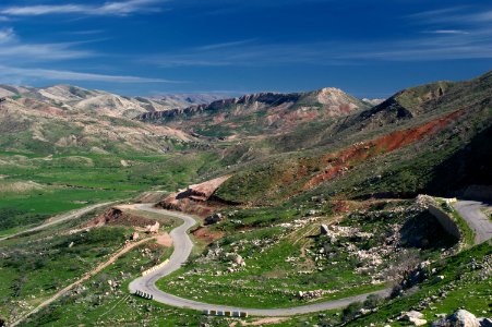 Views around the river, mountains, cemetery, and Ottoman-era fort at Dwin 03