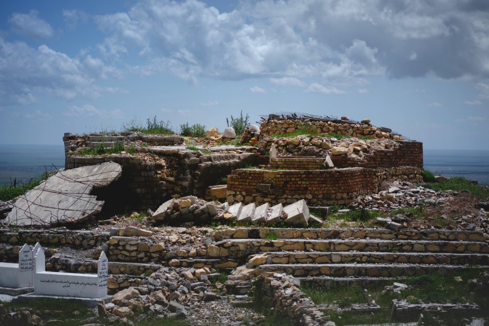 Views around the Yezidi shrine of Mame Reshan after its destruction by the Islamic State, in the Shingal mountains overlooking Shingal 03