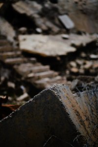 Views in April of 2019 around a ruined church in the ruins in the old city of Shingal 26