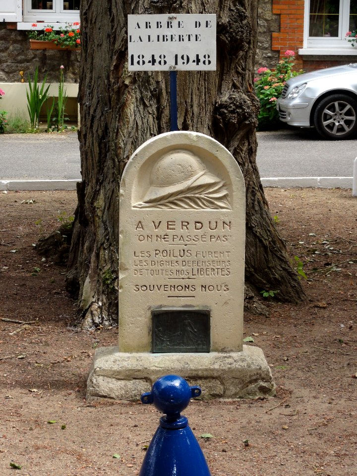 Villeneuve-Saint-Germain (Aisne) monument Verdun au pied de l'arbre de la Liberté