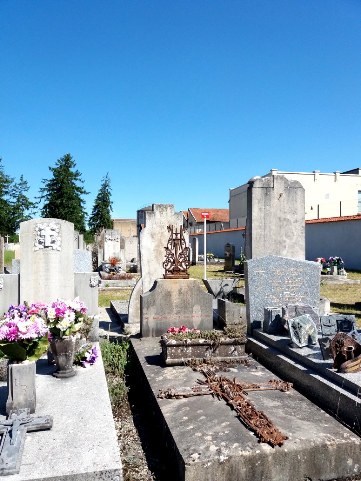 Villeurbanne - Ancien cimetière - Tombe de la famille Gacon, avec sa croix cassée