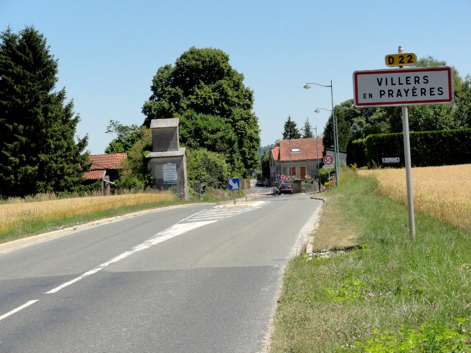 Villers-en-Prayères (Aisne) city limit sign