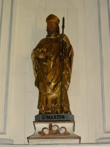 Villers-Sire-Nicole (Nord, Fr) église, statue St.Martin