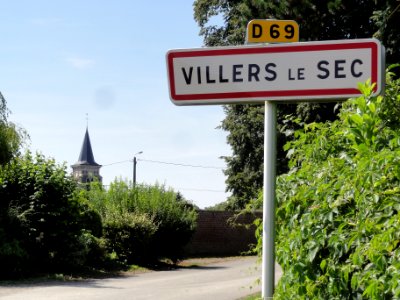 Villers-le-Sec (Aisne) city limit sign
