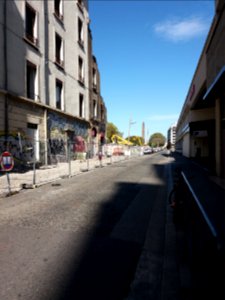 Villeurbanne - Rue Léon Chomel, depuis le cours Émile Zola, immeubles en cours de démolition