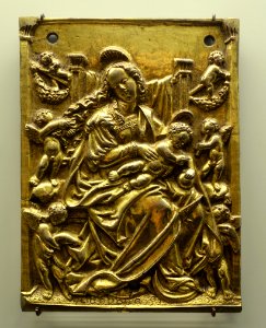 Virgin and Child with Six Putti, by the circle of Hans Schwarz, Augsburg, c. 1510-1520, gilt bronze - Bode-Museum - DSC03301