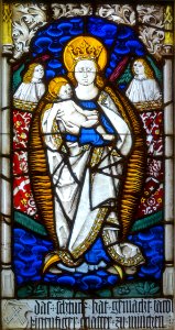 Virgin in an Aureola, Jakob Kistenfiger, Munich, c. 1510, stained glass - Museum Schnütgen - Cologne, Germany - DSC09789