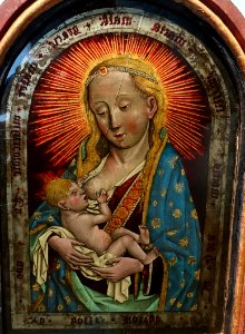 Virgin breastfeeding Child, by an anonymous Brussels master, before 1478, painting on glass - Cinquantenaire Museum - Brussels, Belgium - DSC08606