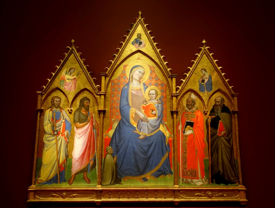 Virgin and Child with a Donor, Saints James, John the Baptist, Nicolas, and Anthony Abbot, by Niccolo di Pietro Gerini, Florence, 1390, tempera on panel - Currier Museum of Art - Manchester, NH - DSC07286