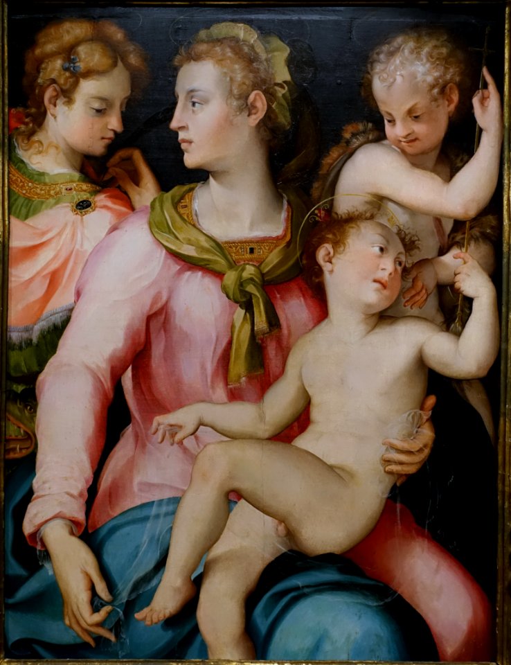 Virgin and Child, Infant John, and Saint Margaret, by Carlo Portelli da Loro, Italian, 1545-1550, oil on wood panel - Princeton University Art Museum - DSC06569