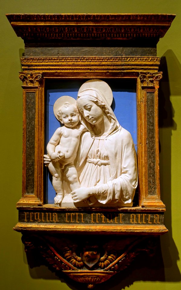 Virgin and Child, by Andrea della Robbia, c. 1490, glazed terracotta on a painted and gilded frame - John and Mable Ringling Museum of Art - Sarasota, FL - DSC00572