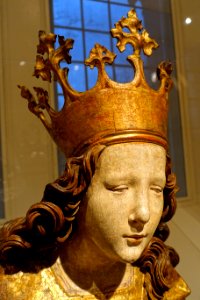 Virgin and Child, by a follower of the Master of the Dangolsheimer Madonna, South German, late 15th to early 16th century, wood with polychromy and gilding, view 2- Princeton University Art Museum - DSC06870