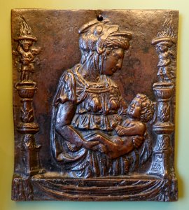 Virgin and Child between two candelabra, Padua, 1450-1500 AD, bronze - Bode-Museum- DSC02442
