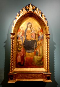 Virgin and Child Enthroned with Saints John the Baptist and Nicholas of Bari, by Lippo d'Andrea, Italian, c. 1410, tempera on panel - Middlebury College Museum of Art - Middlebury, VT - DSC08084