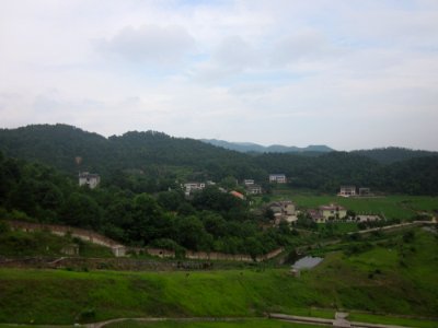 Village under the foot of the dam of Hedong Reservoir in Xiangxiang, Hunan, China1