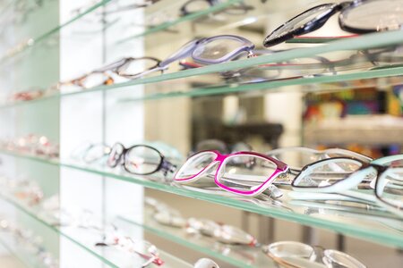 Shelf glasses and opticians sehhilfe photo