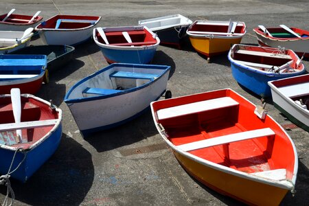 Fishing boats color sea photo