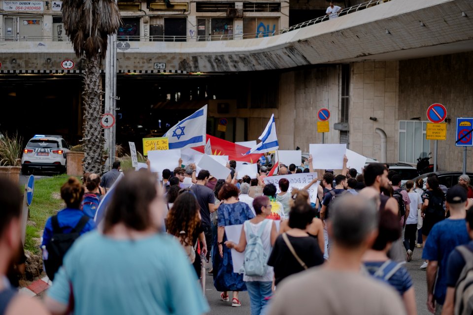 Views of the solidarity protest for Rojava organized by Kurdish Jews on October 15th, 2019 in Tel Aviv, Israel 33