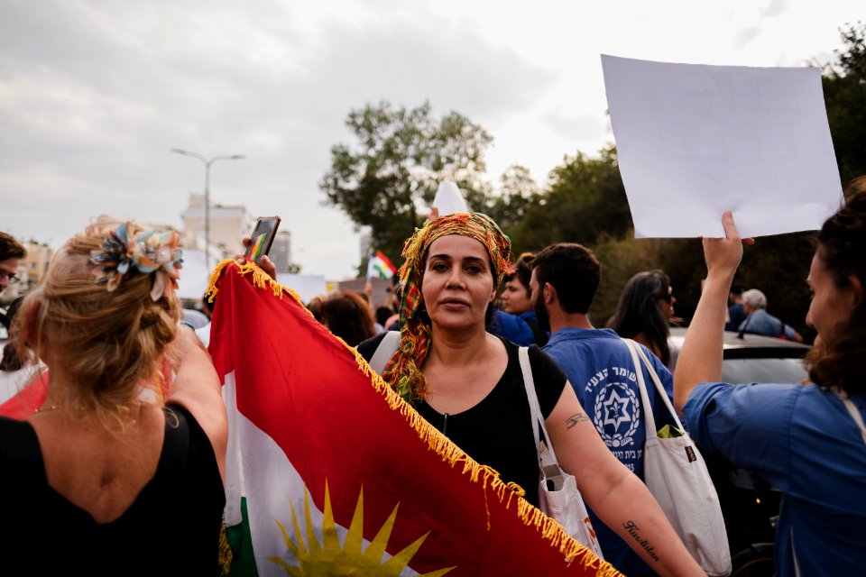 Views of the solidarity protest for Rojava organized by Kurdish Jews on October 15th 2019 in Tel Aviv, Israel 05