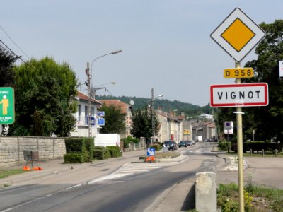 Vignot (Meuse) city limit sign