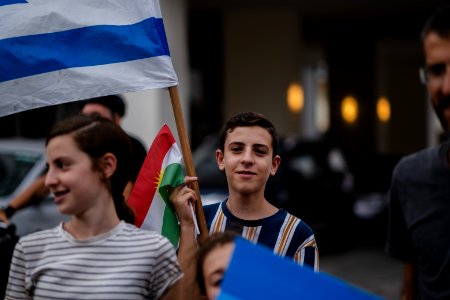 Views of the solidarity protest for Rojava organized by Kurdish Jews on October 15th of 2019 in Tel Aviv, Israel 19