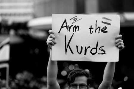Views of the solidarity protest for Rojava organized by Kurdish Jews on October 15th of 2019 in Tel Aviv, Israel 07