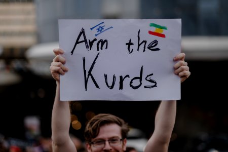 Views of the solidarity protest for Rojava organized by Kurdish Jews on October 15th of 2019 in Tel Aviv, Israel 08