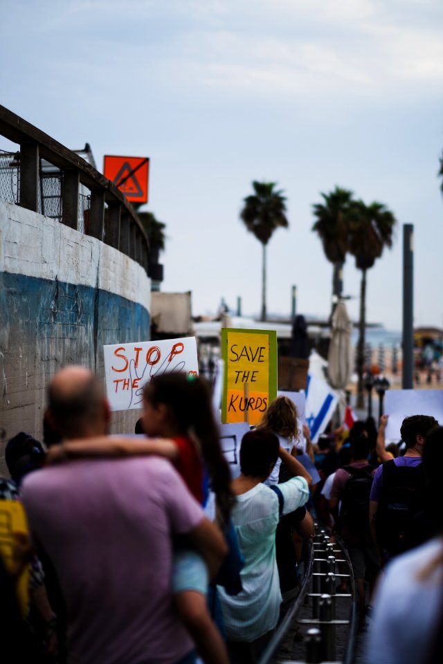 Views of the solidarity protest for Rojava organized by Kurdish Jews on October 15th of 2019 in Tel Aviv, Israel 26