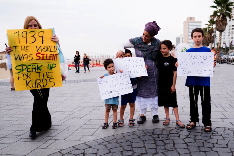 Views of the solidarity protest for Rojava organized by Kurdish Jews on October 15th, 2019 in Tel Aviv, Israel 10