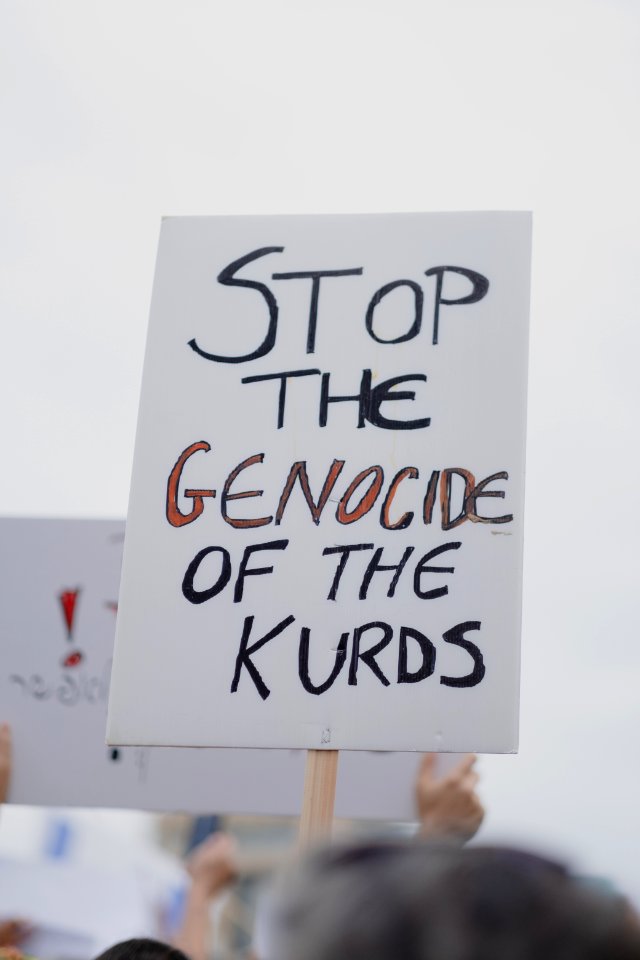 Views of the solidarity protest for Rojava organized by Kurdish Jews on October 15th of 2019 in Tel Aviv, Israel 02