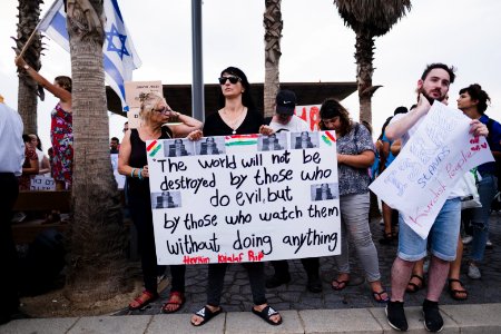 Views of the solidarity protest for Rojava organized by Kurdish Jews on October 15th, 2019 in Tel Aviv, Israel 15