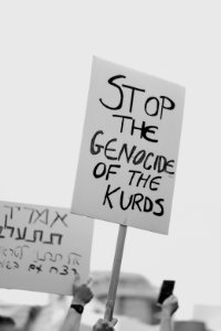 Views of the solidarity protest for Rojava organized by Kurdish Jews on October 15th, 2019 in Tel Aviv, Israel 46