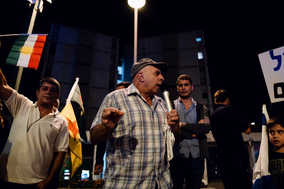 Views of the solidarity protest for Rojava organized by Kurdish Jews on October 12th 2019 in Jerusalem, Israel 26
