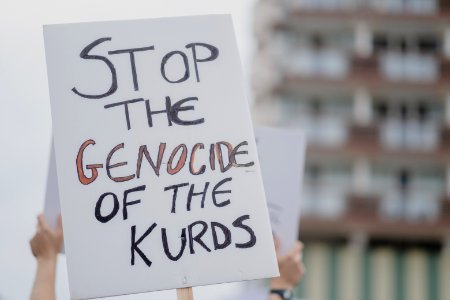 Views of the solidarity protest for Rojava organized by Kurdish Jews on October 15th of 2019 in Tel Aviv, Israel 03