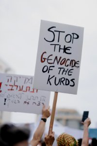 Views of the solidarity protest for Rojava organized by Kurdish Jews on October 15th, 2019 in Tel Aviv, Israel 45