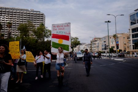 Views of the solidarity protest for Rojava organized by Kurdish Jews on October 15th 2019 in Tel Aviv, Israel 18