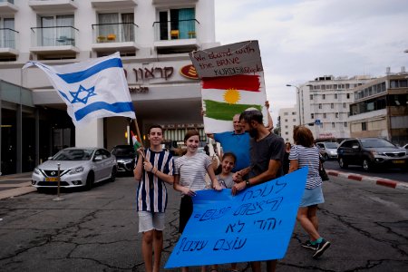 Views of the solidarity protest for Rojava organized by Kurdish Jews on October 15th 2019 in Tel Aviv, Israel 32