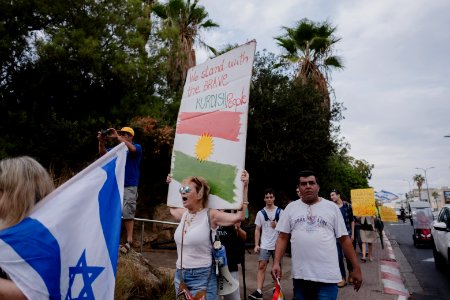 Views of the solidarity protest for Rojava organized by Kurdish Jews on October 15th 2019 in Tel Aviv, Israel 22