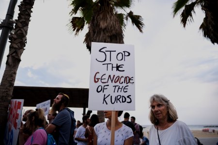 Views of the solidarity protest for Rojava organized by Kurdish Jews on October 15th, 2019 in Tel Aviv, Israel 17